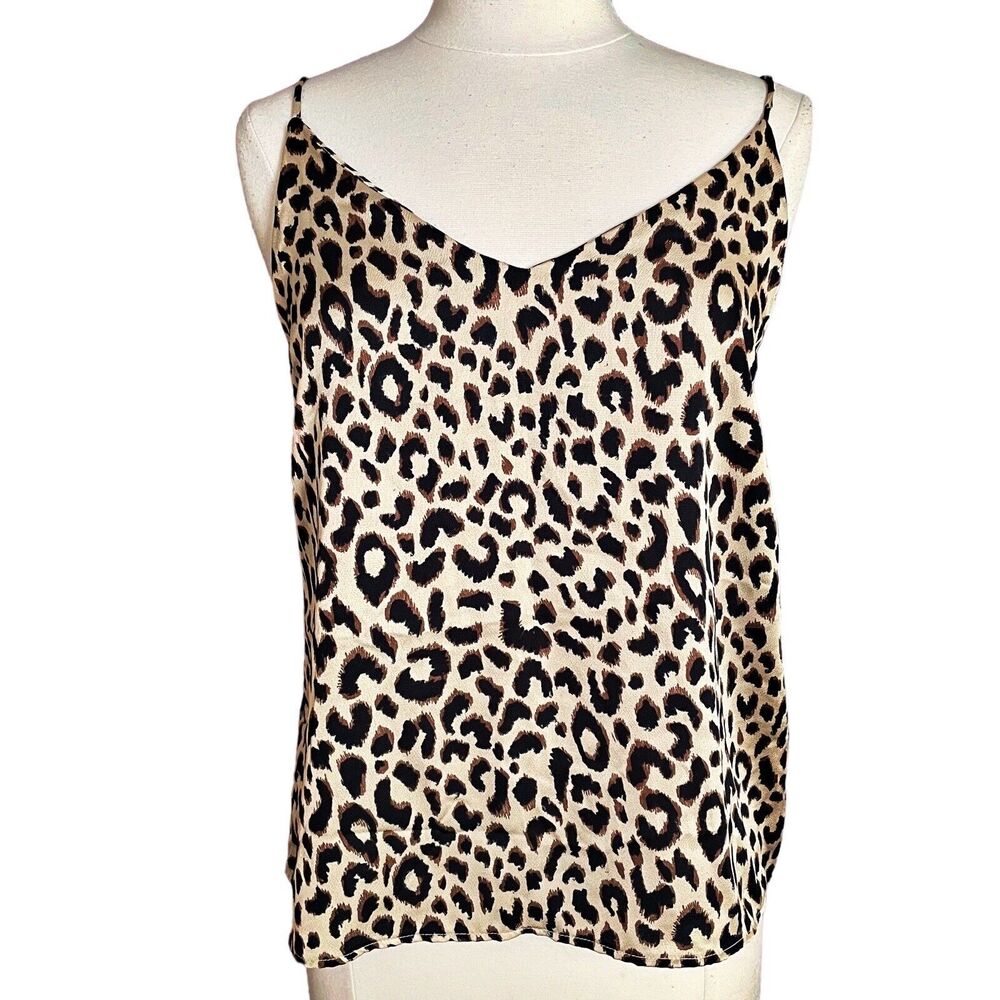 Gilli‎ Cheetah Tank Cami Size M in Black and Tan Adjustable Strap Lagenlook